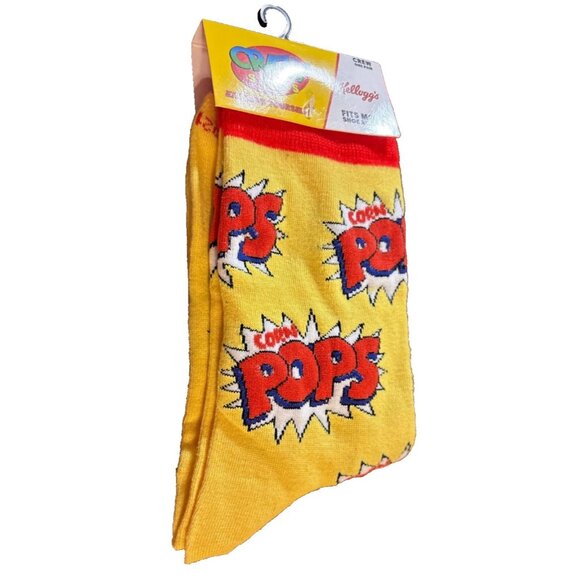 Mens Kelloggs Crazy Socks Crew Corn Pops Yellow Fun Pattern Size 6-12 Food Fun - Picture 2 of 6